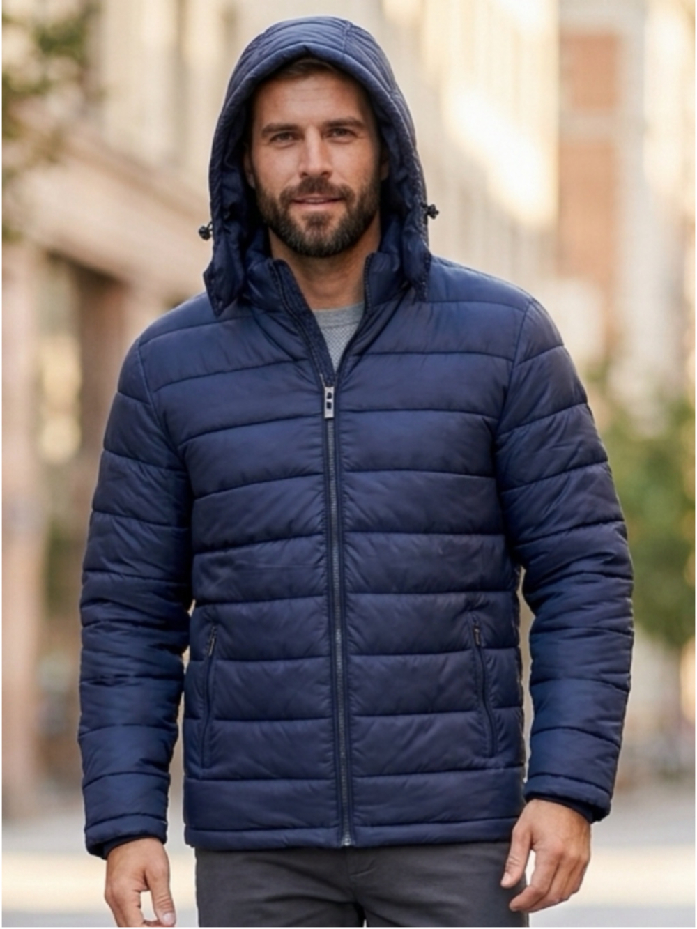 Blue Puffer Jacket Hooded Sherpa Lined Heavyweight Winter Coat Gorpcore L